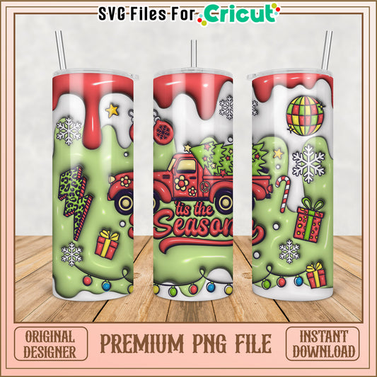 Christmas Tumbler Design PNG File for Cricut Crafting Projects