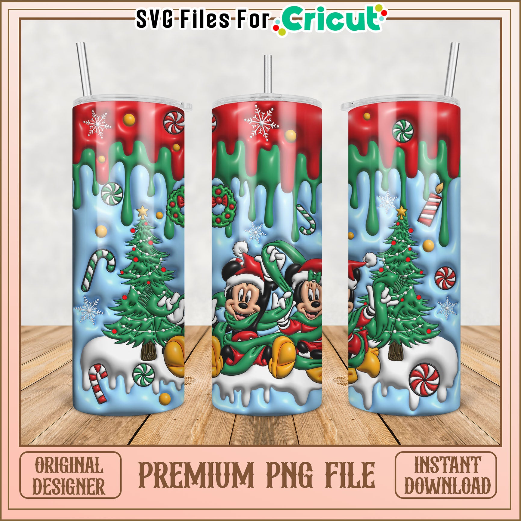 Christmas Tumbler Design PNG File for Cricut Projects Download