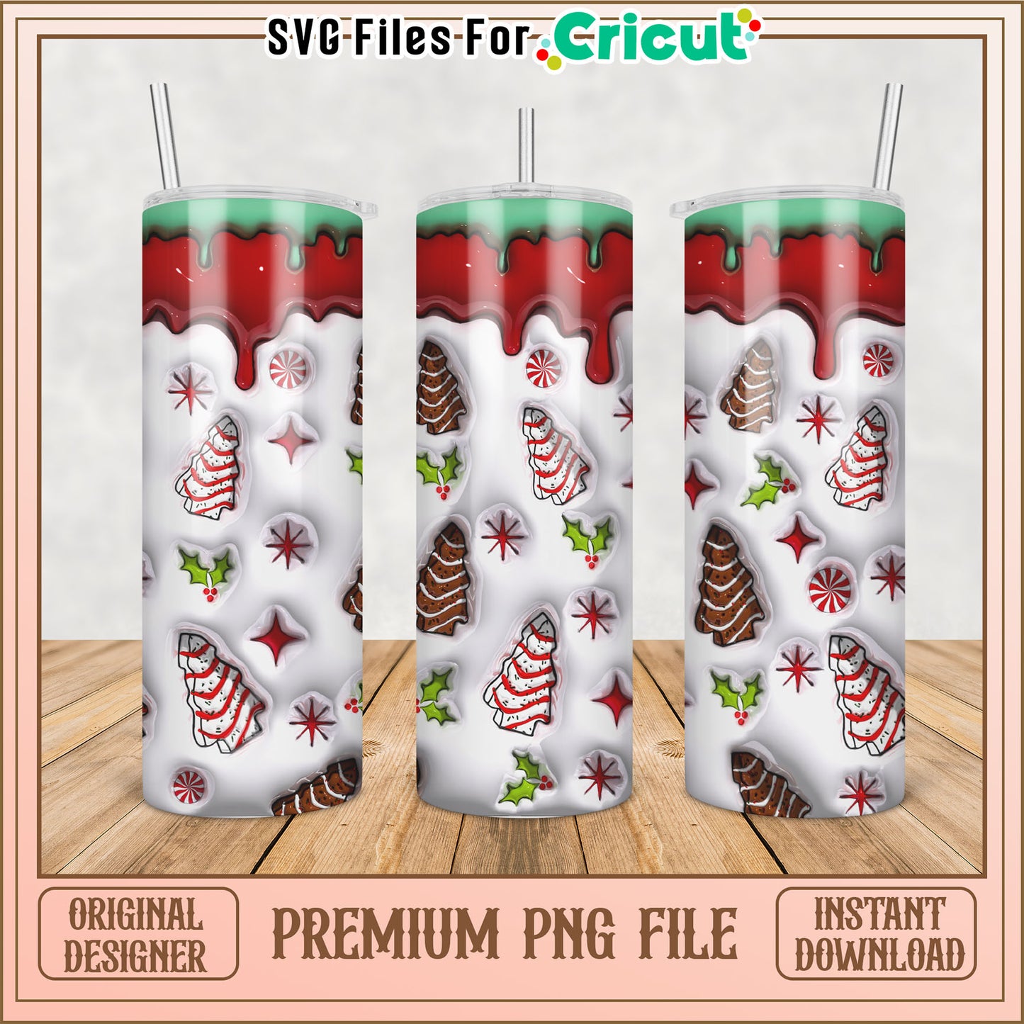 Christmas Tumbler Design PNG for Cricut Crafting Projects Download