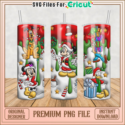 Christmas Tumbler Design with Mickey Minnie and Friends PNG File