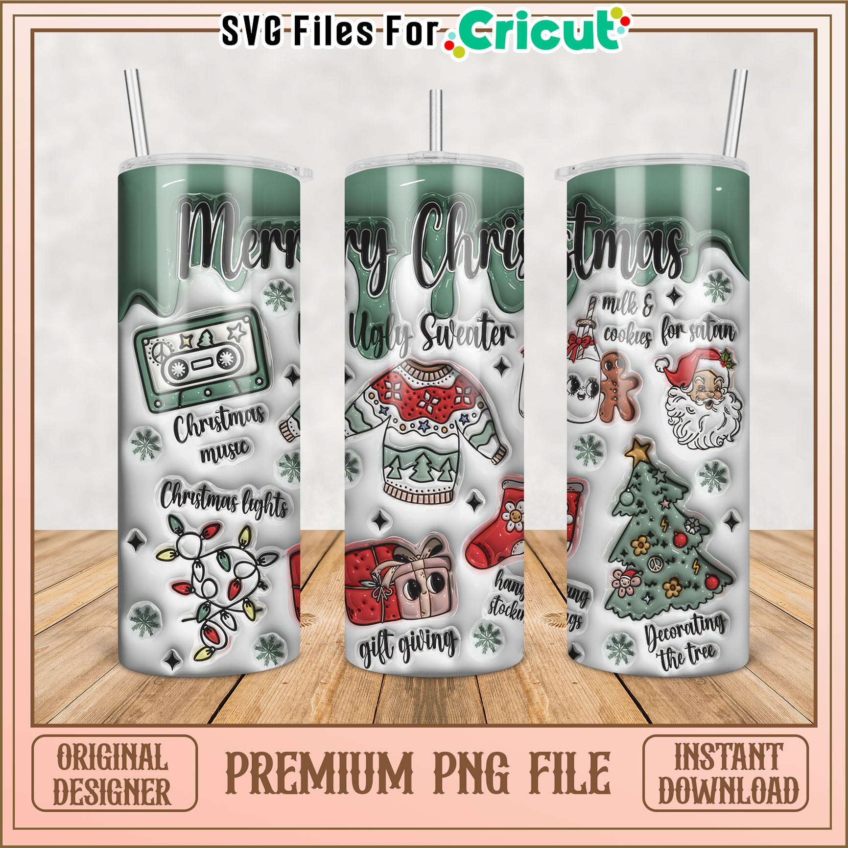 Christmas Tumbler PNG Design