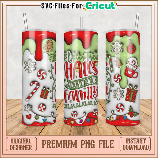 Christmas Tumbler PNG Design Deck The Halls