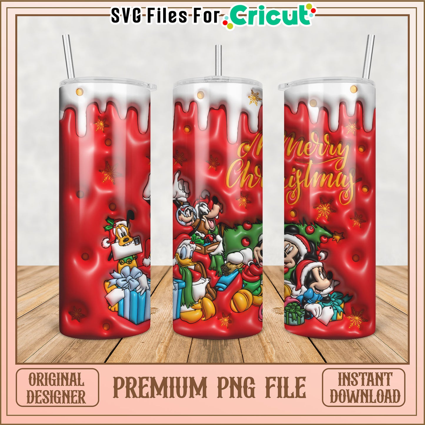 Christmas Tumbler PNG Design Featuring Festive Cartoon Characters