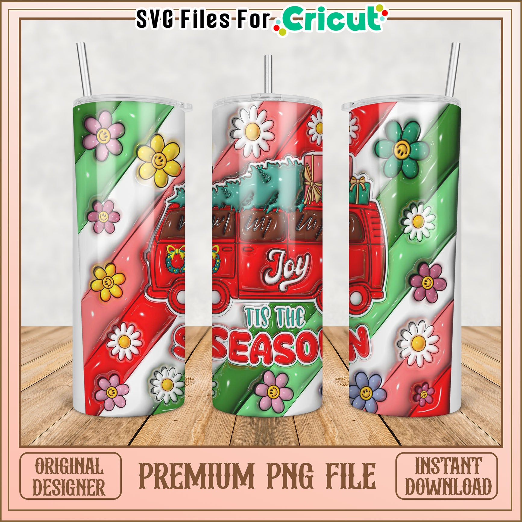 Christmas Tumbler PNG Design Joyful Season