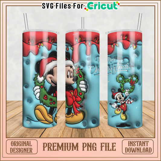 Christmas Tumbler PNG File with Mickey and Friends Design Download