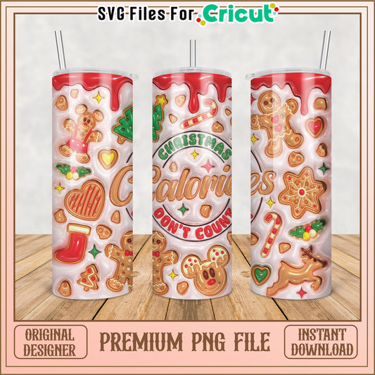 Christmas Tumbler PNG Gingerbread Design