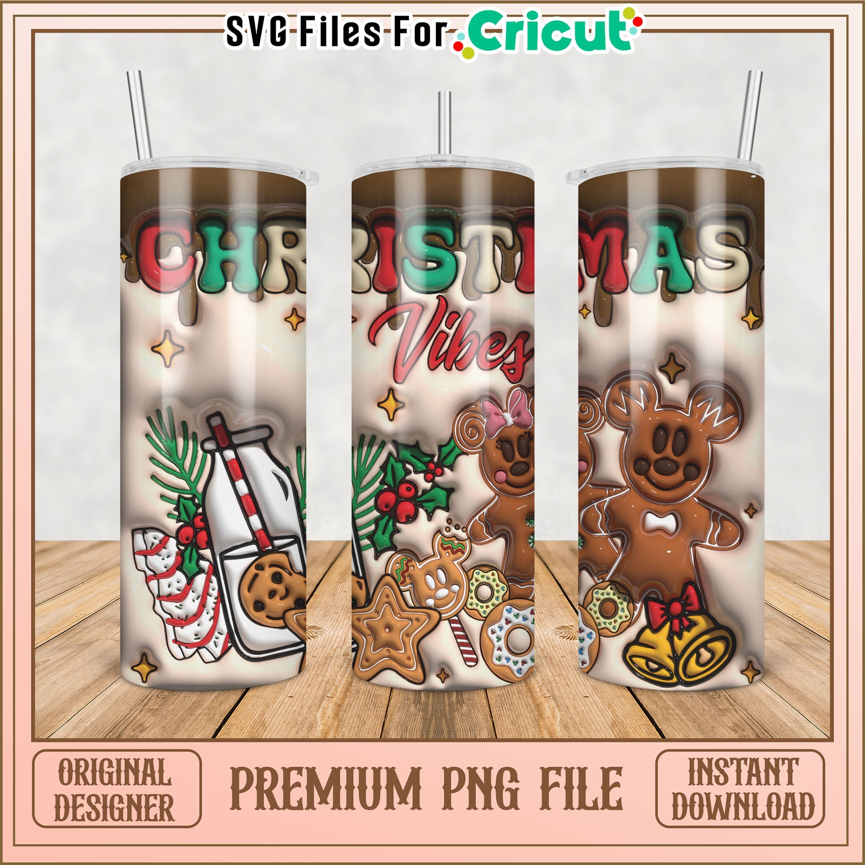 Christmas Vibes PNG Tumbler Design