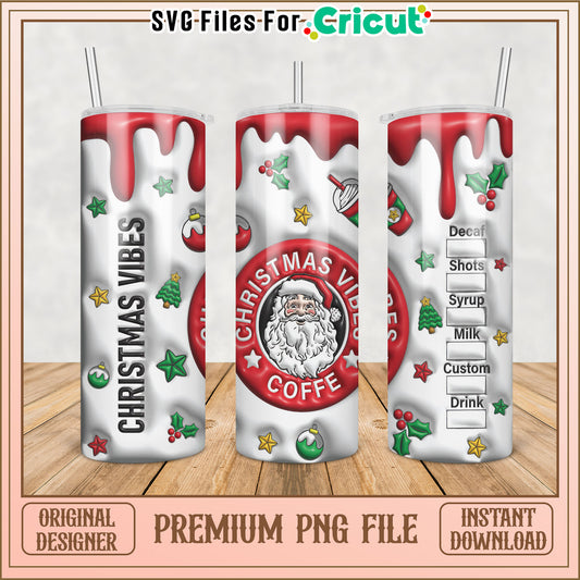 Christmas Vibes Tumbler PNG Design for Cricut Crafting Projects