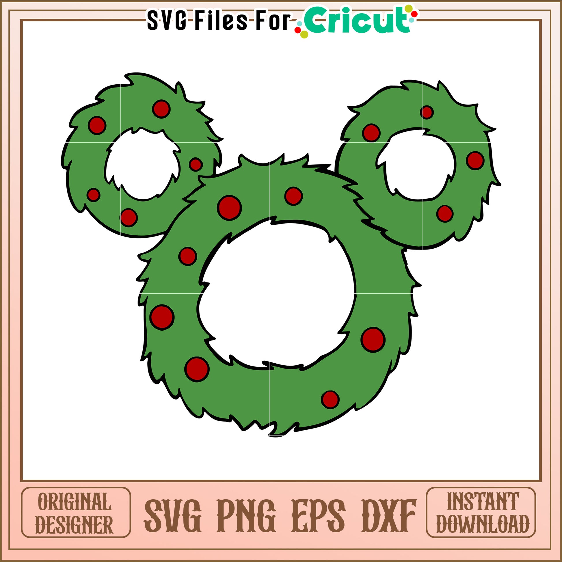 Christmas Wreath SVG, PNG, EPS, DXF