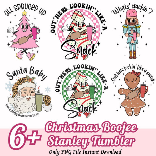 Christmas Boojee Stanley Pink Tumbler Bundle, Christmas Santa PNG tumbler