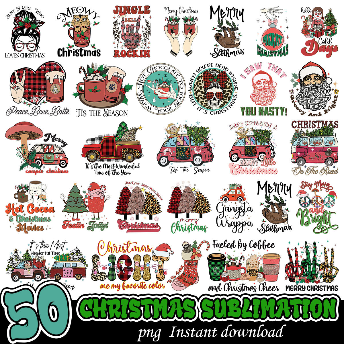 Christmas Bundle Sublimation, Christmas png bundle
