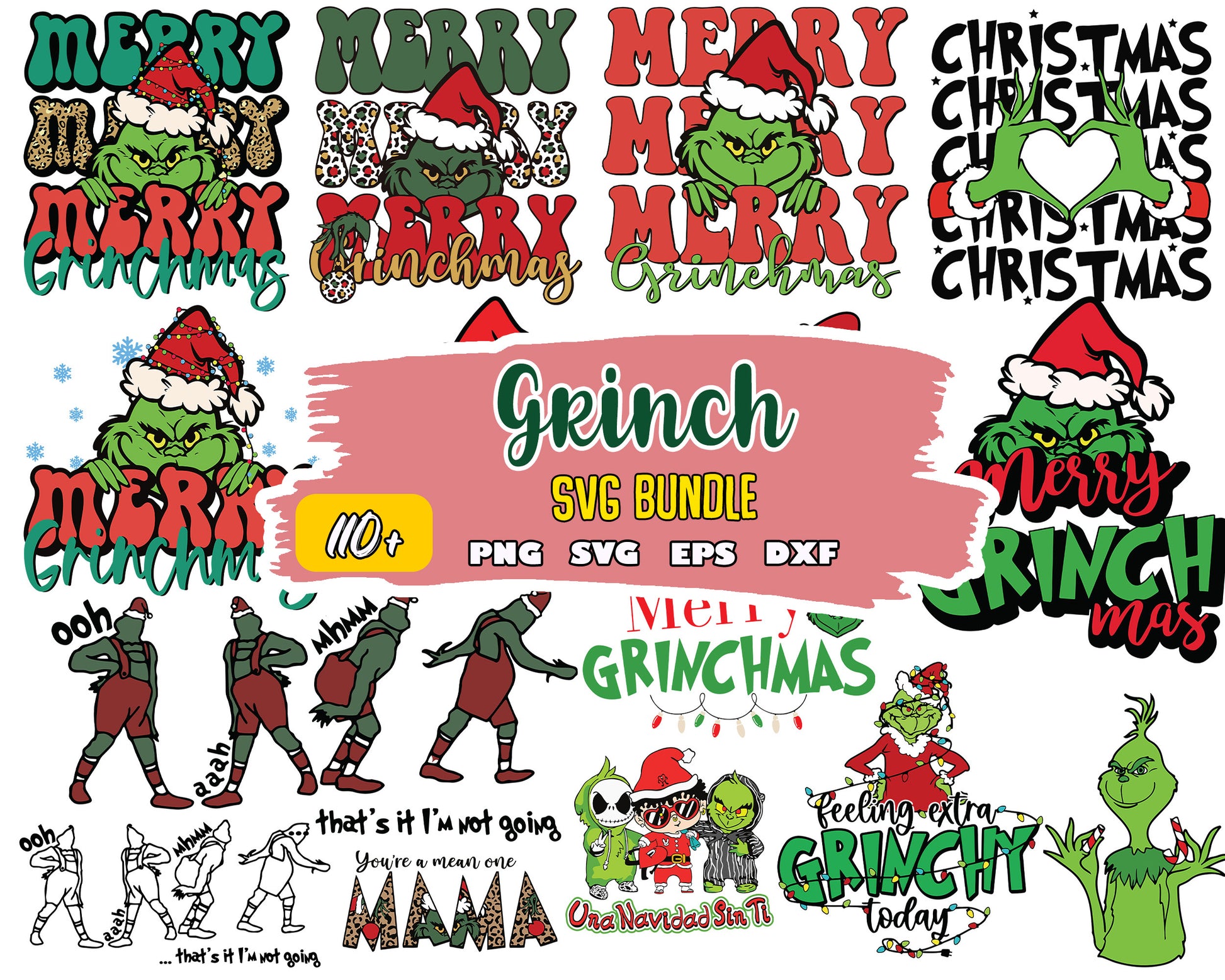 Christmas The Grinch SVG Bundle for Cutting Machines, Grinch Face Svg, christmas svg