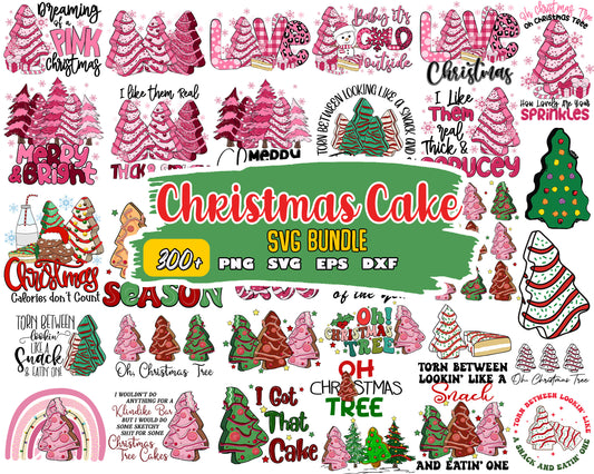 Oh christmas tree cake design bundle png, christmas tree cakes​ png