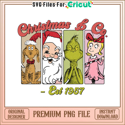 Christmas & co est 1957 png, mrs claus and grinch Christmas png