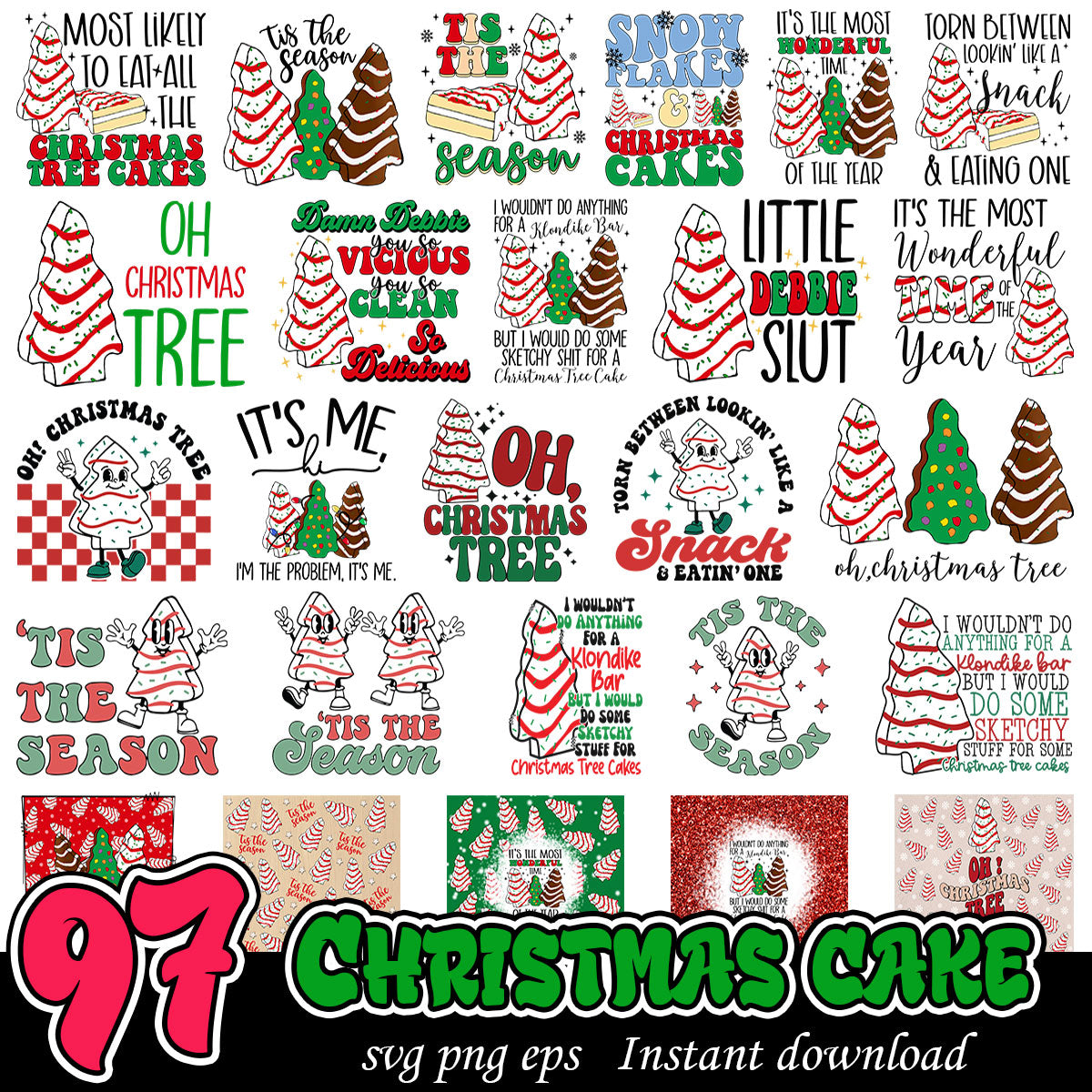 Christmas cake bundle, Christmas tree cake svg bundle