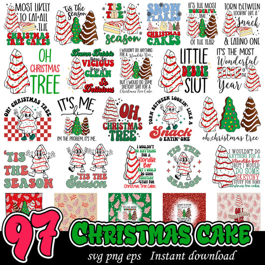 Christmas cake bundle, Christmas tree cake svg bundle