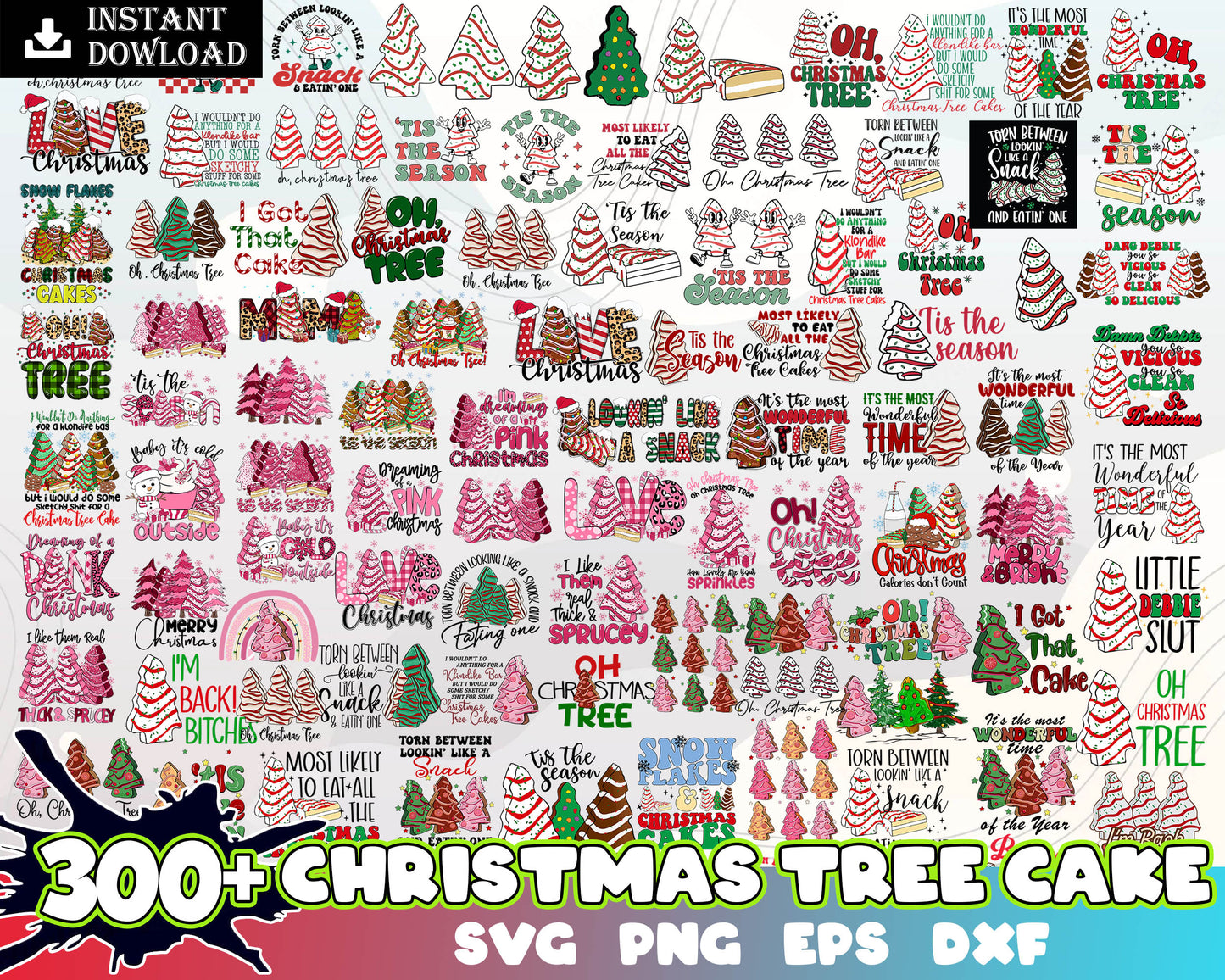 Tis the season christmas tree cake bundle svg, christmas tree cakes svg