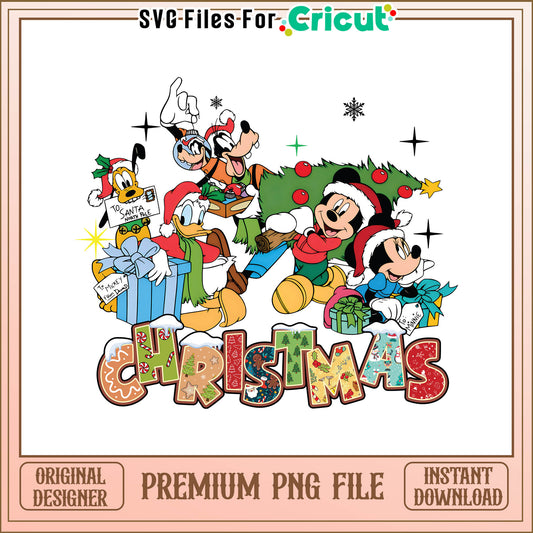 Christmas disney mickey mouse png, disney characters png