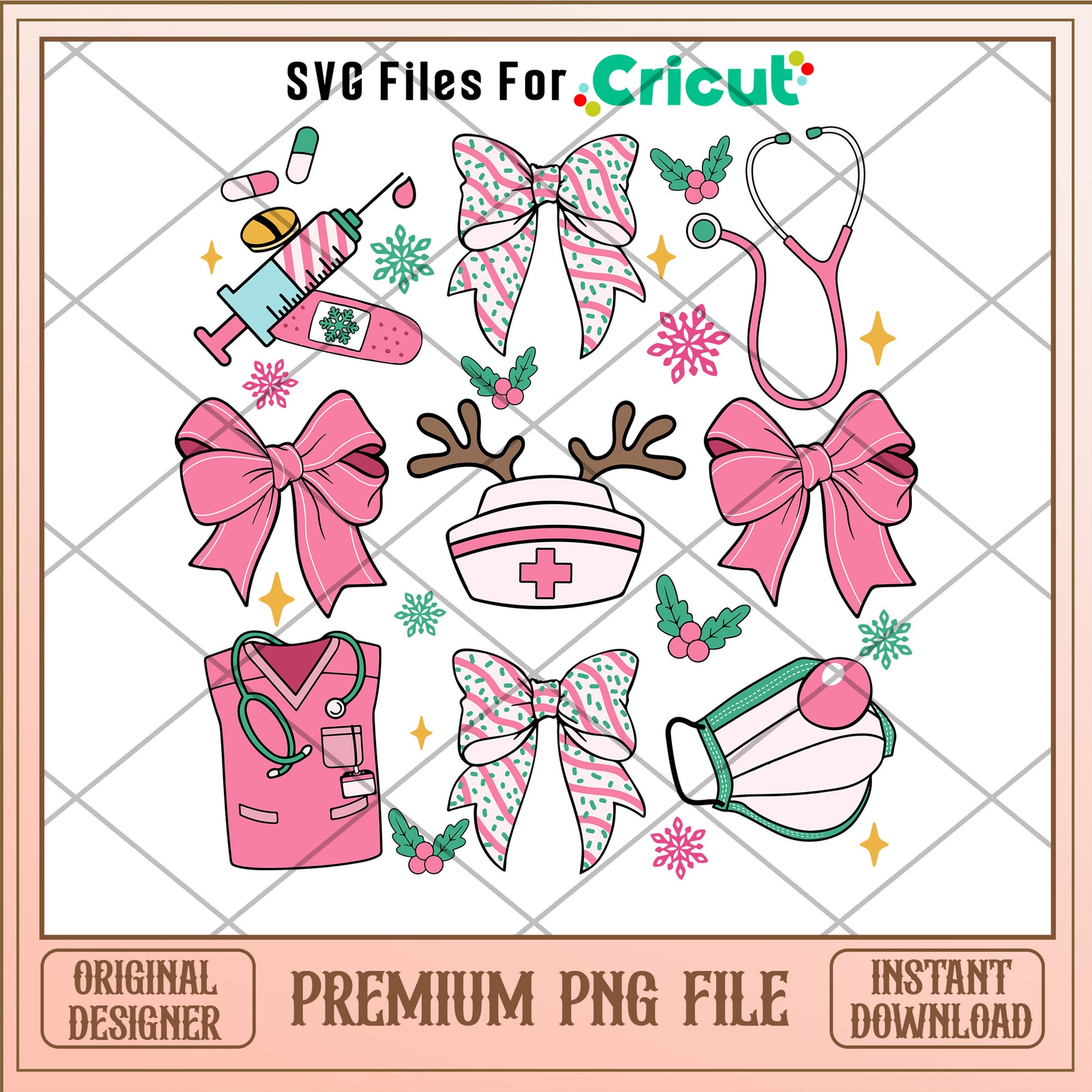 Christmas bow nurse png, christmas bow png, christmas png