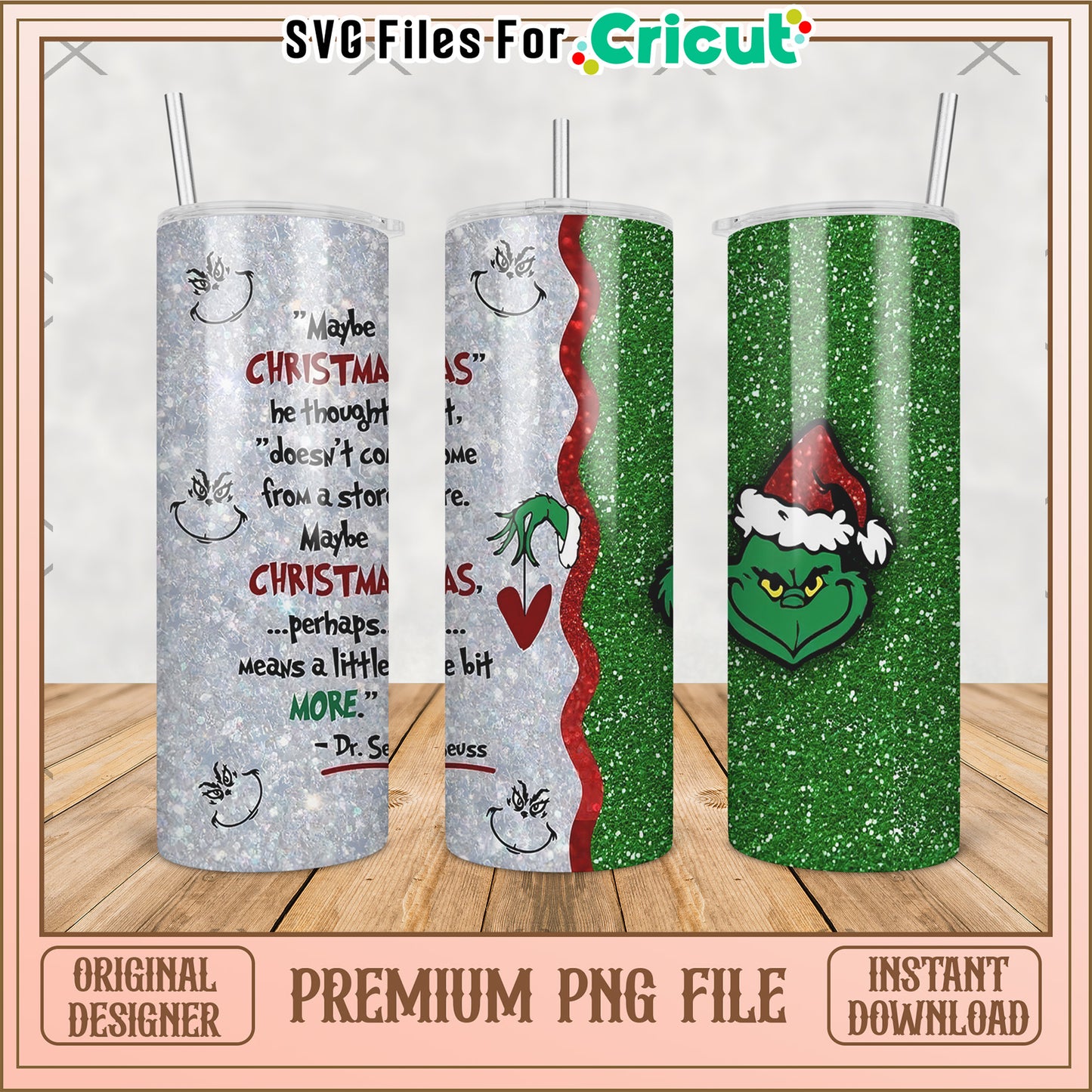 Christmas ginch tumbler png, grinch christmas png, grinch pajamas​ png