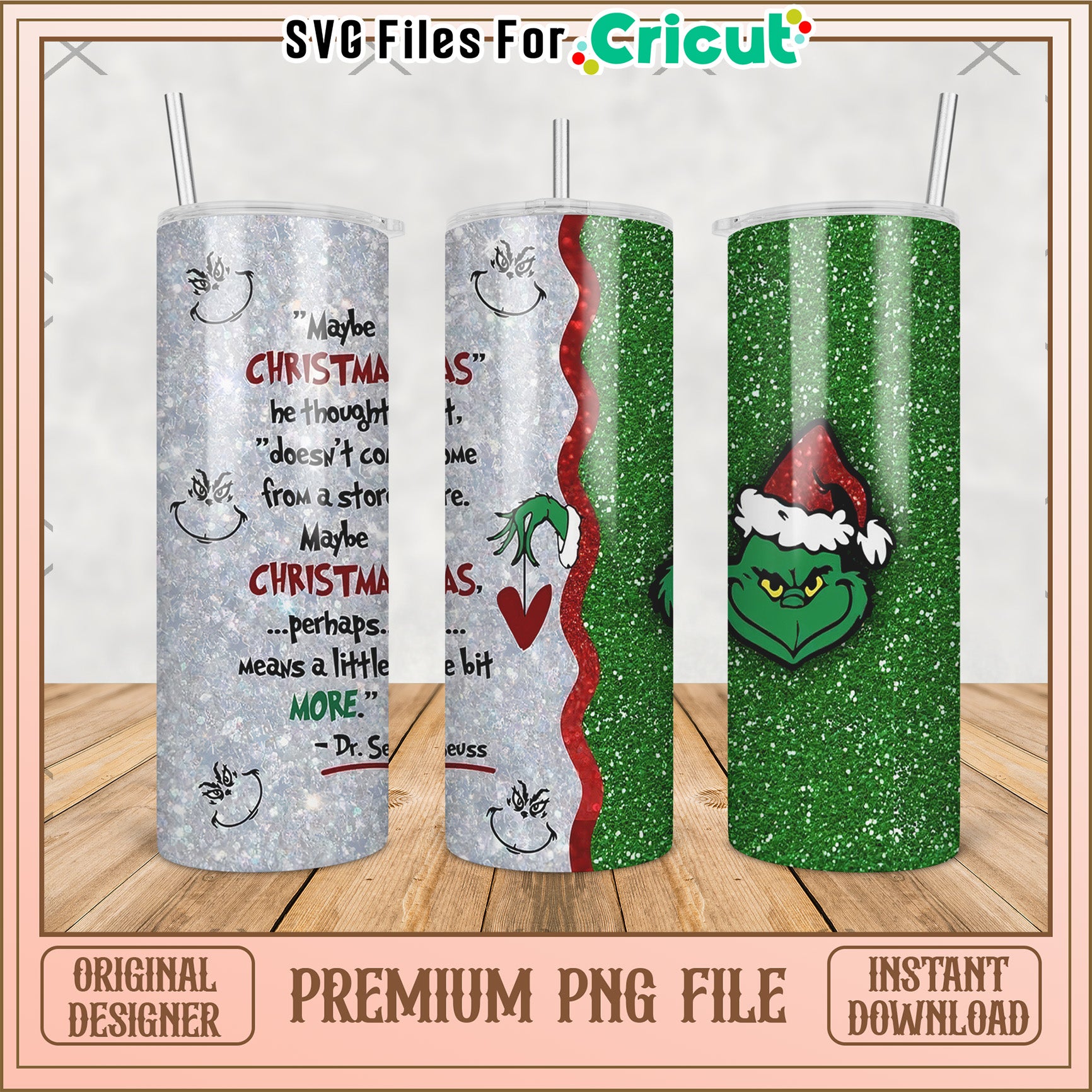 Christmas ginch tumbler png, grinch christmas png, grinch pajamas​ png