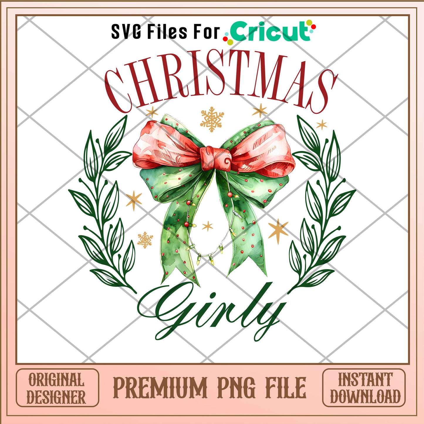 Christmas girly vintage png, christmas bow png, christmas png