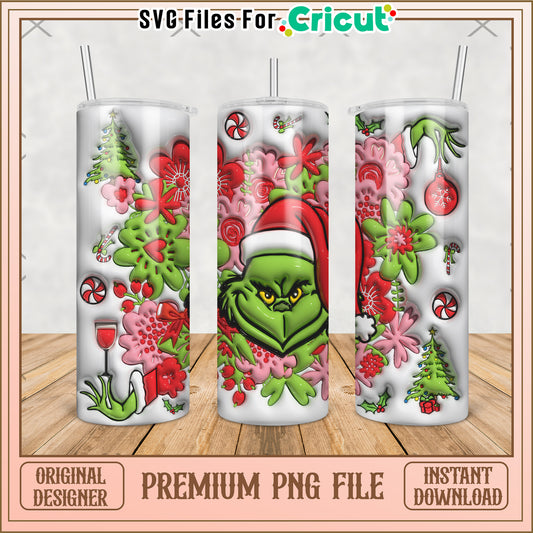 Christmas grinh illus tration tumbler png, grinch christmas​​ png, christmas tree​​ png