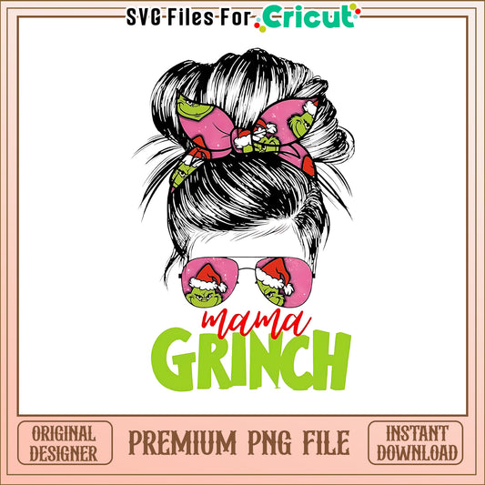 Christmas messy bun mama grinch svg, disney's the grinch​ svg