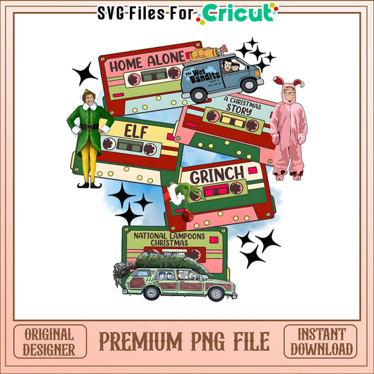 Christmas movie cassette type grinch ELF png, el grinch disney plus​​ png