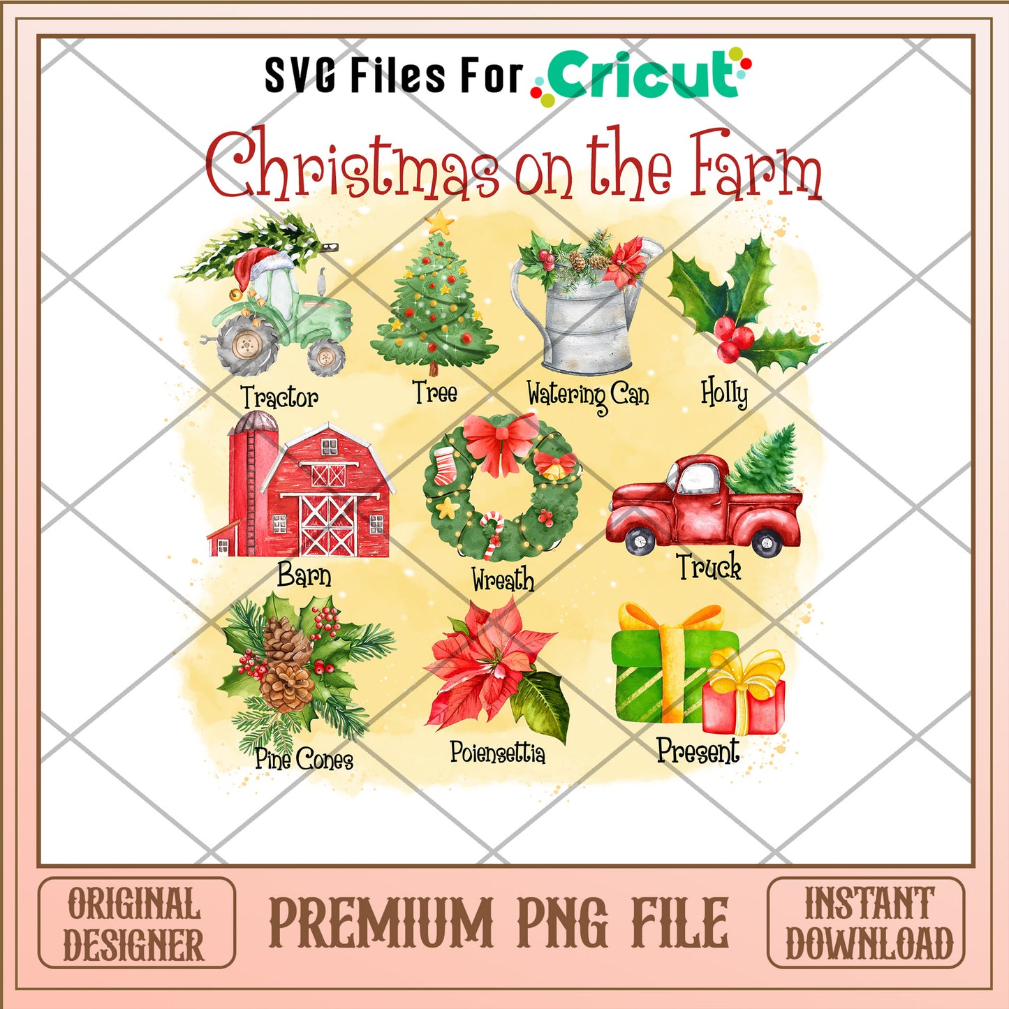Christmas on the farm png, christmas decorations png, christmas png