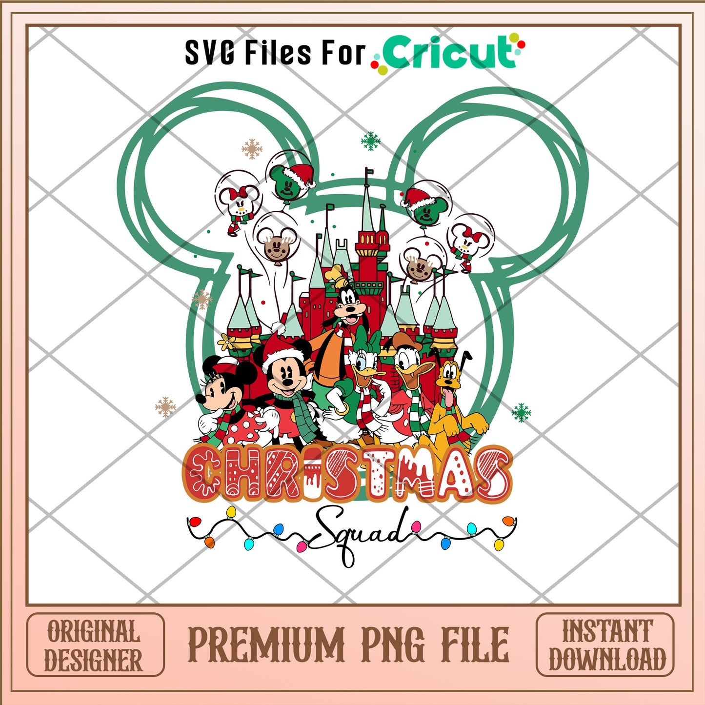 Christmas squad png, mickey head png, merry chritsmas png