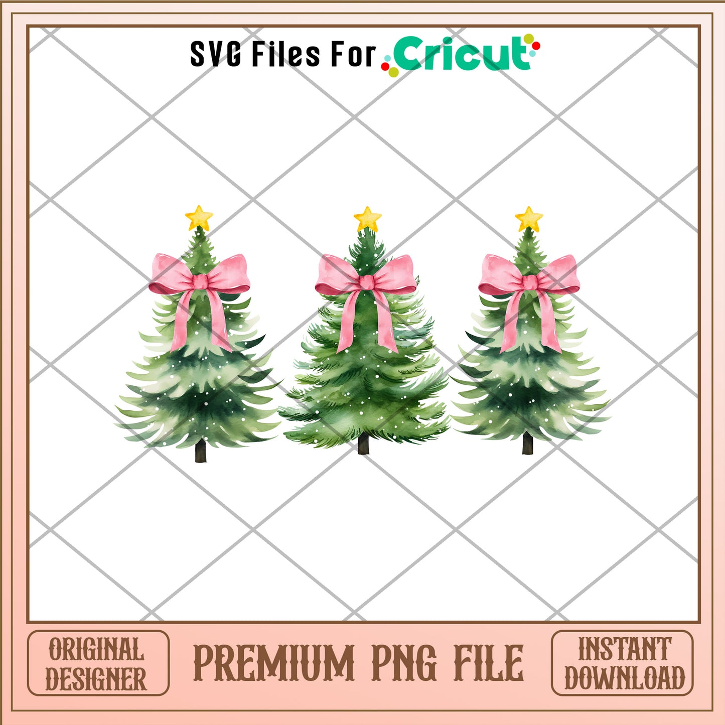 Christmas tree and pink bow png, vintage bow png, christmas png