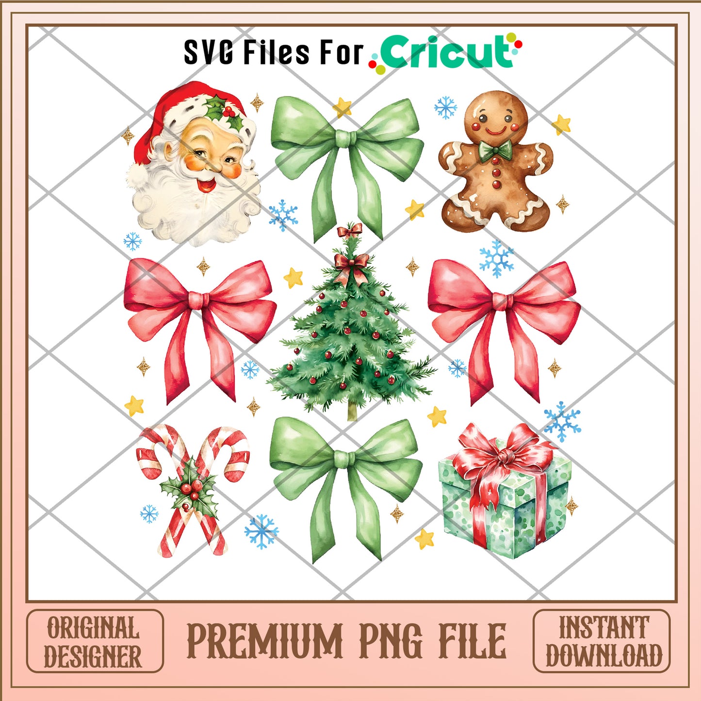 Christmas tree and vintage bow png, santa claus png, christmas png