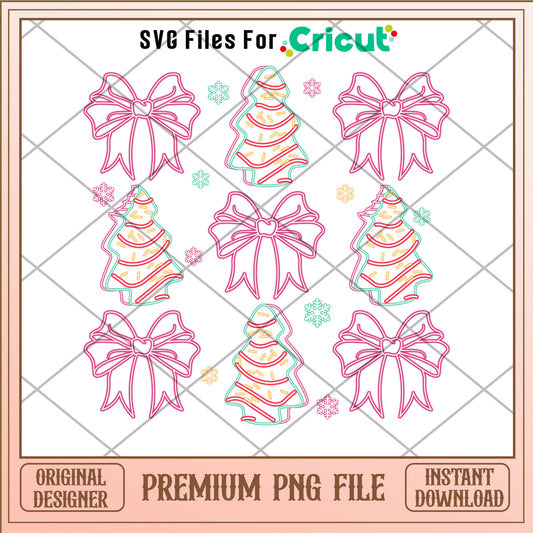 Christmas tree cake and bow png, christmas bow png, christmas png