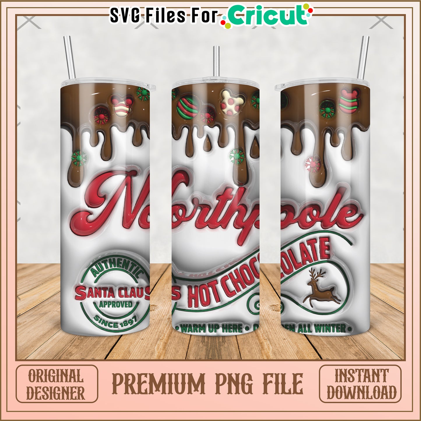 Christmas tumbler png, christmas design png, funny santa claus png