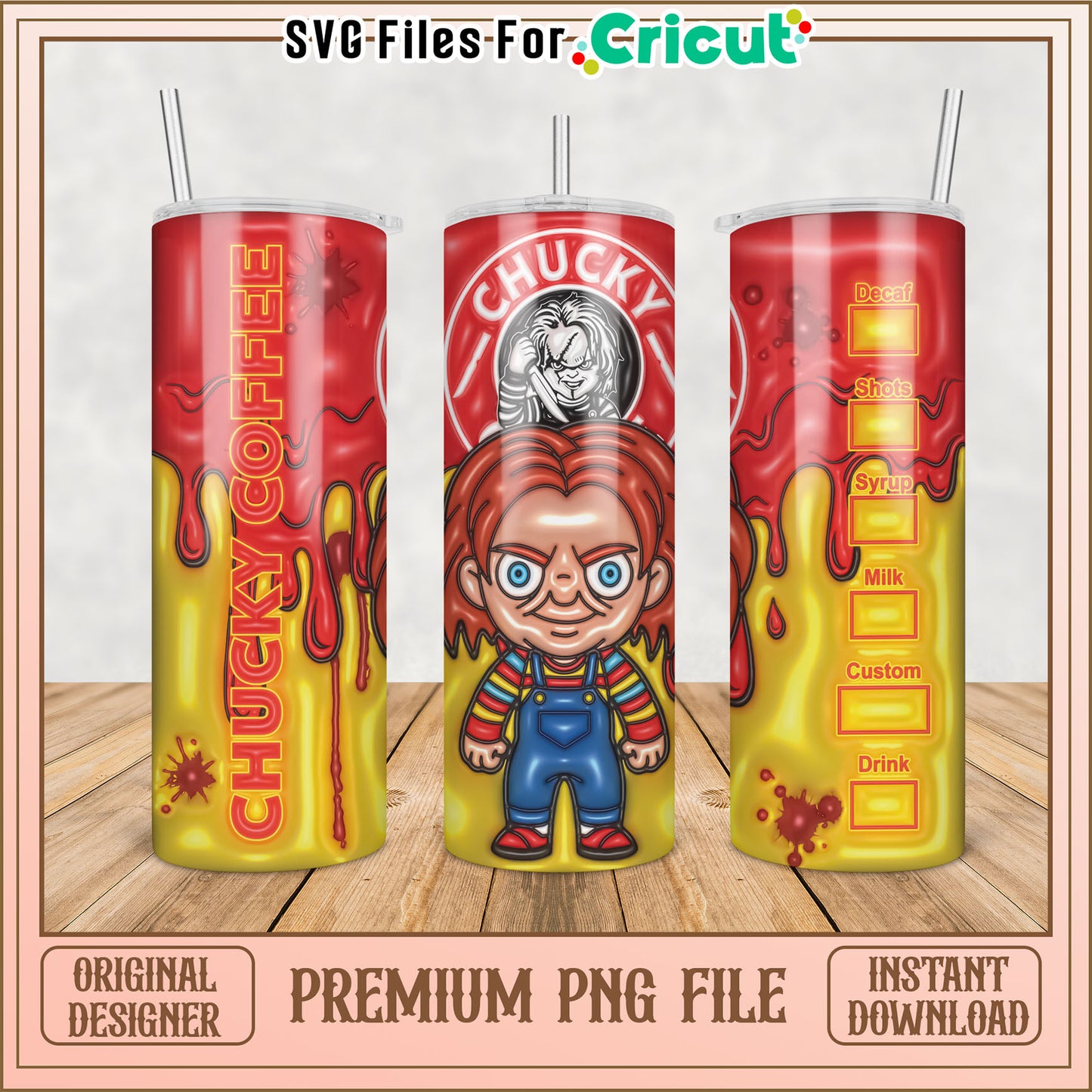 Chucky Coffee Tumbler Design PNG for Cricut Crafting Projects