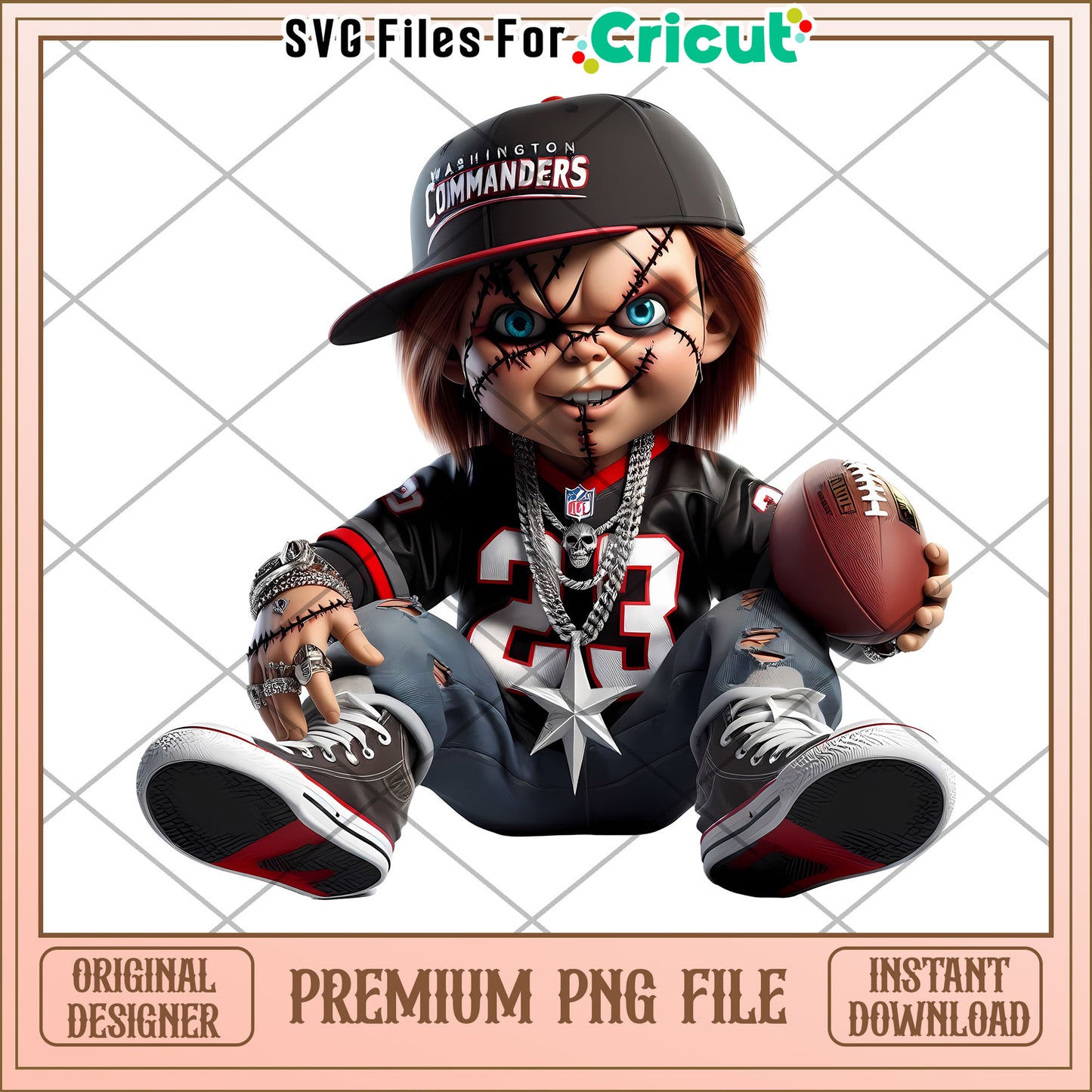 Chucky Doll Football PNG File, Perfect for Cricut Projects