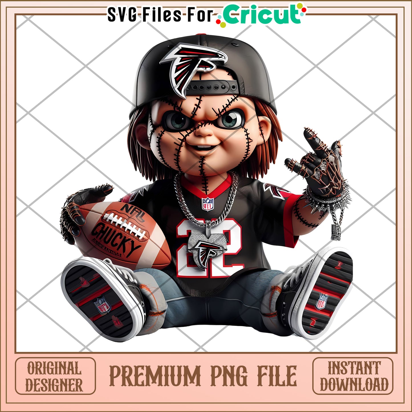 Chucky Doll PNG File for Atlanta Falcons Fans, Instant Download Artwork