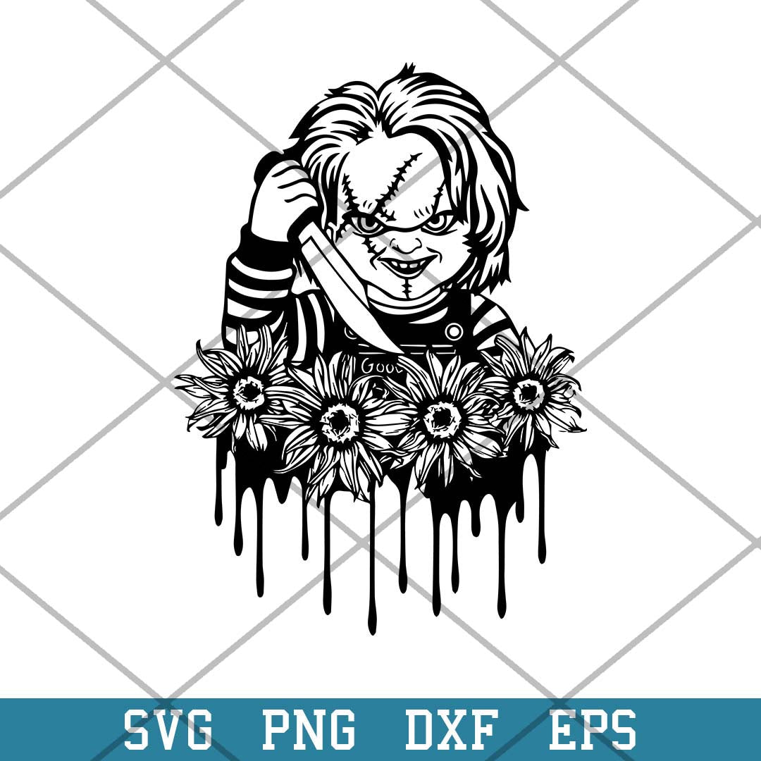 Chucky FLower Svg, Horror Moives Svg-Svgfilesforcricut