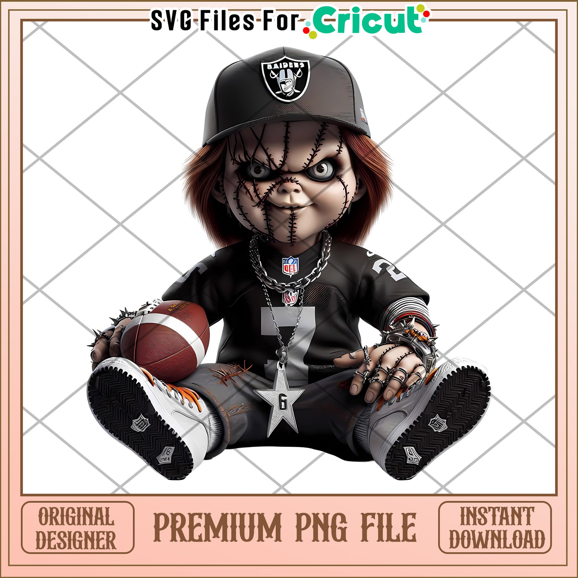 Chucky Football Doll PNG Image for Crafts, Downloadable Design File