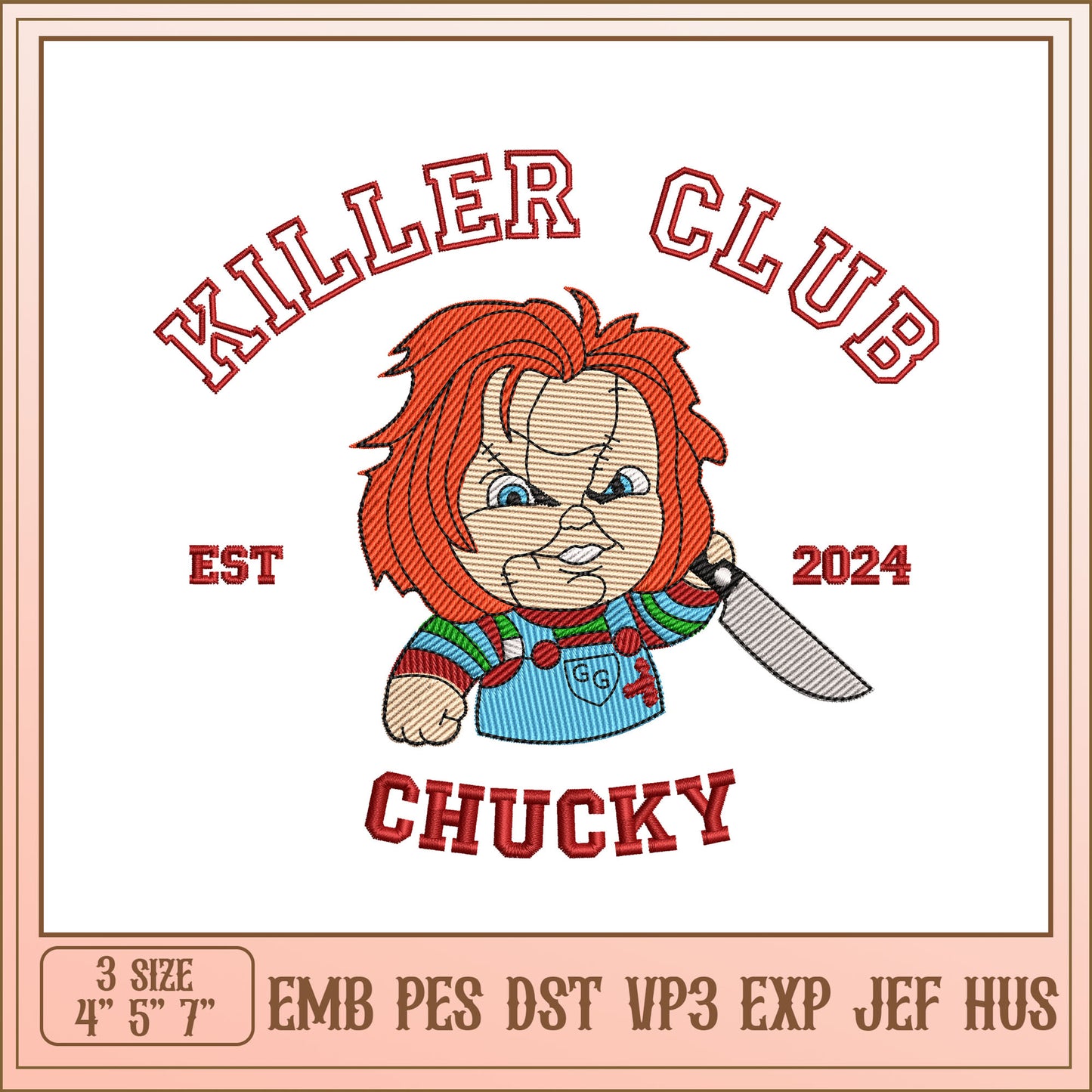 Chucky Killer Club Embroidery Design