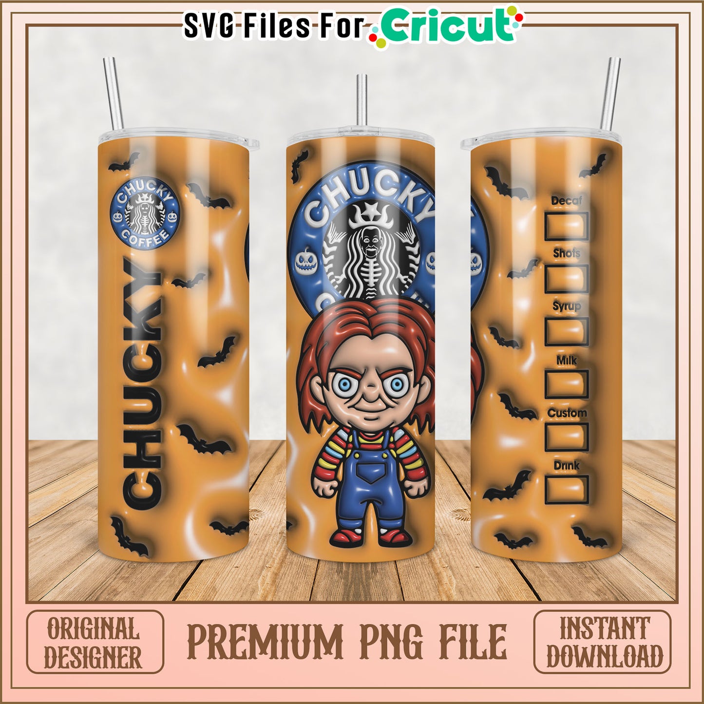 Chucky Themed Tumbler PNG File for Cricut Instant Download Design