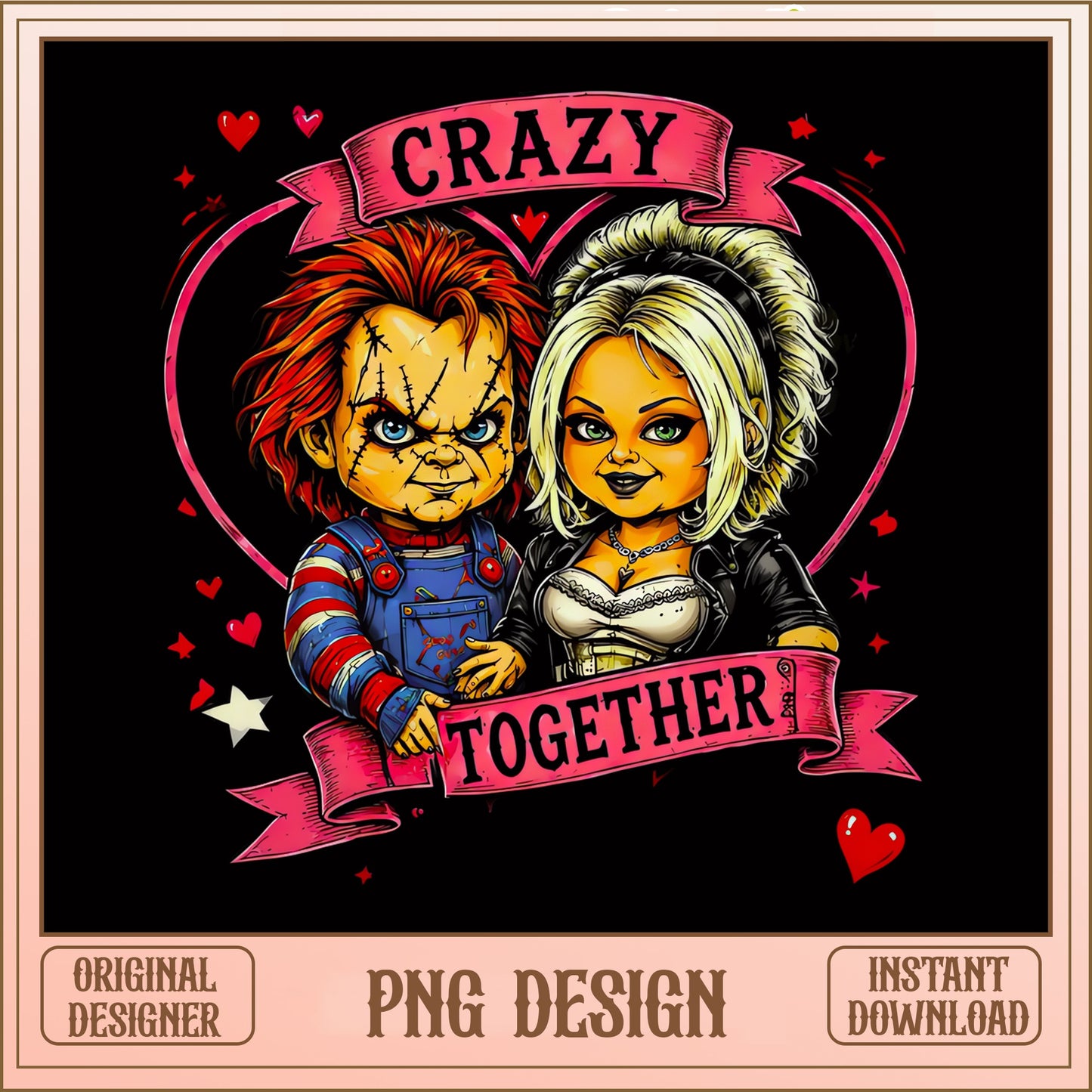 Chucky And Tiffany Crazy Together PNG, Valentine PNG, Horror PNG