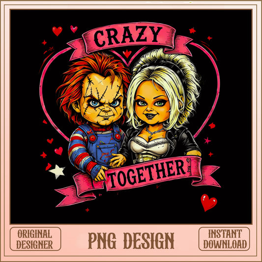 Chucky And Tiffany Crazy Together PNG, Valentine PNG, Horror PNG