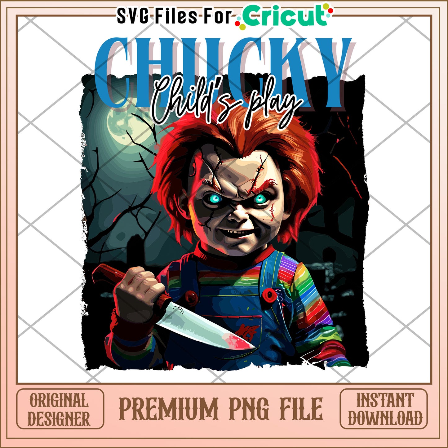 Chucky child's pkay png, killers characters png, halloween pumpkin png
