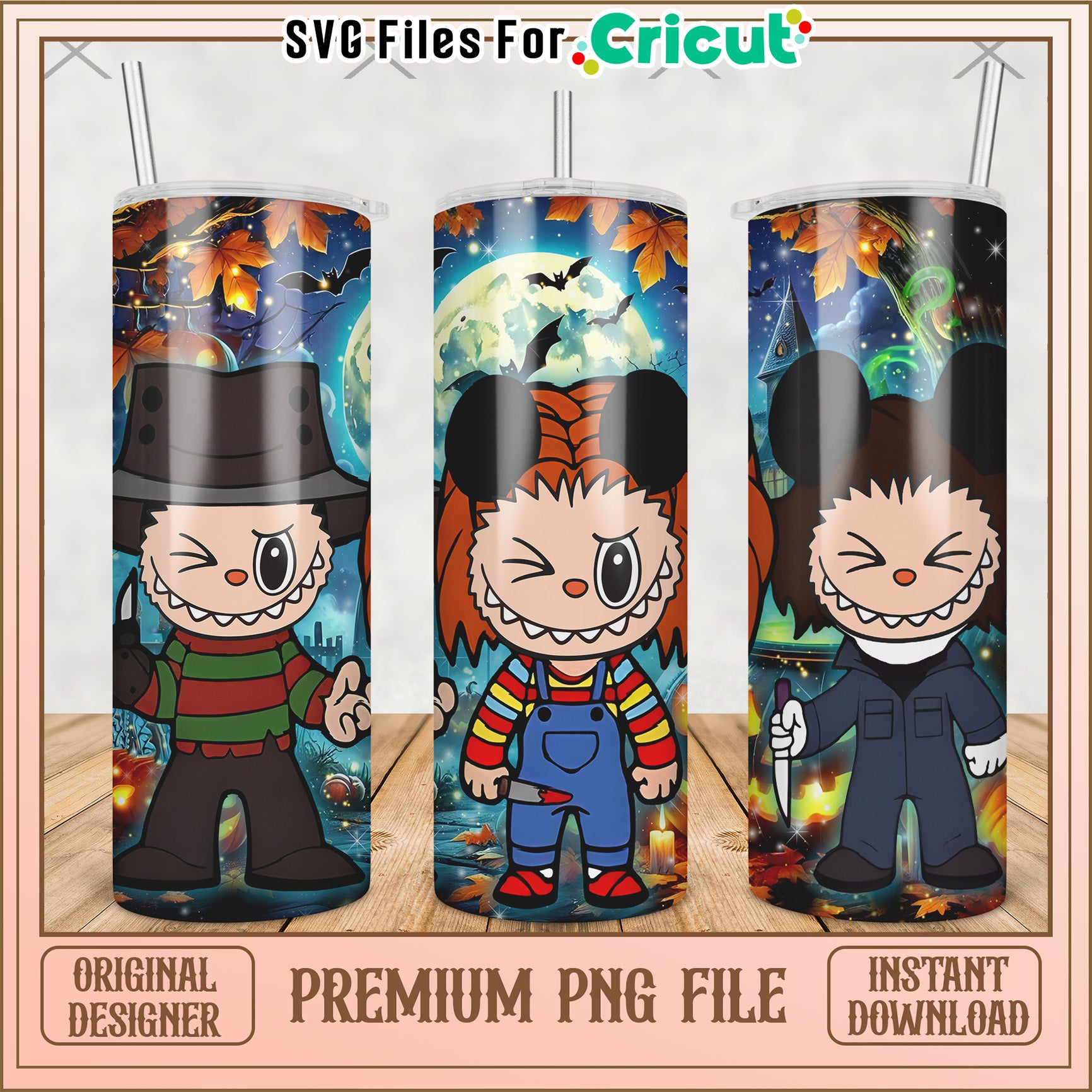 Chucky labubu tumbler png, labubu cartoon png, labubu halloween png
