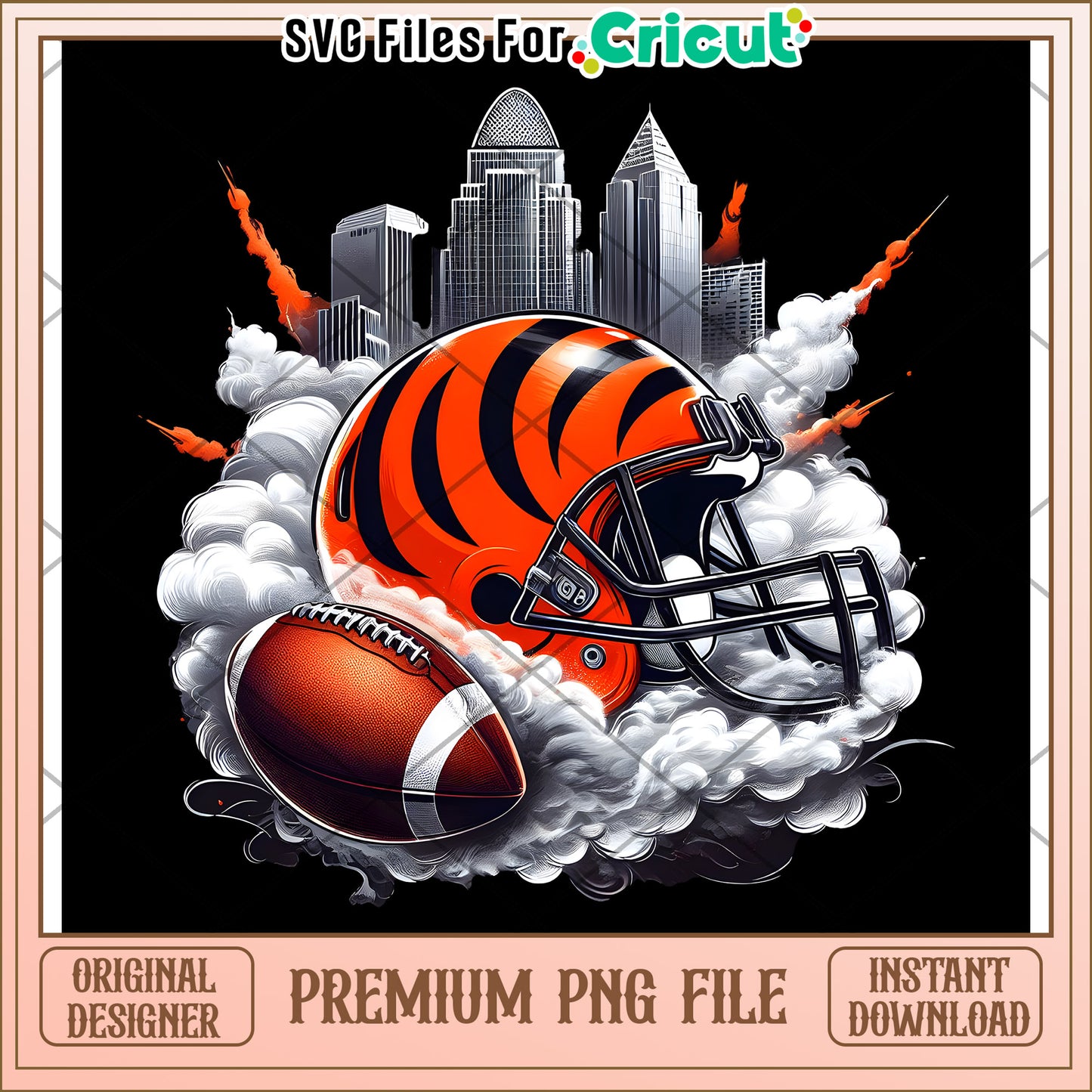 Cincinnati Bengals Helmet Artwork for Cricut, Instant Download PNG