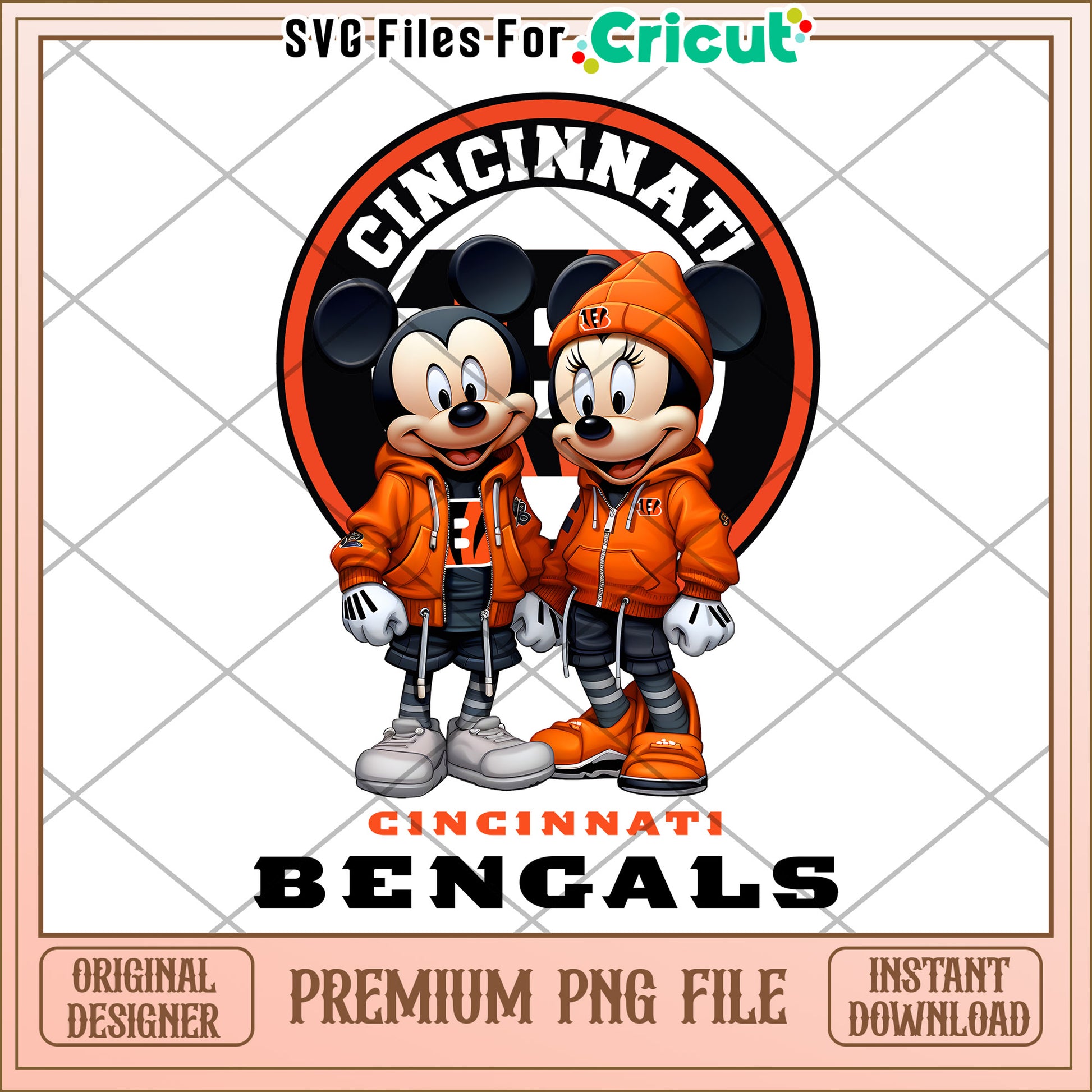 Cincinnati Bengals Mickey Mouse PNG file, perfect for crafting projects