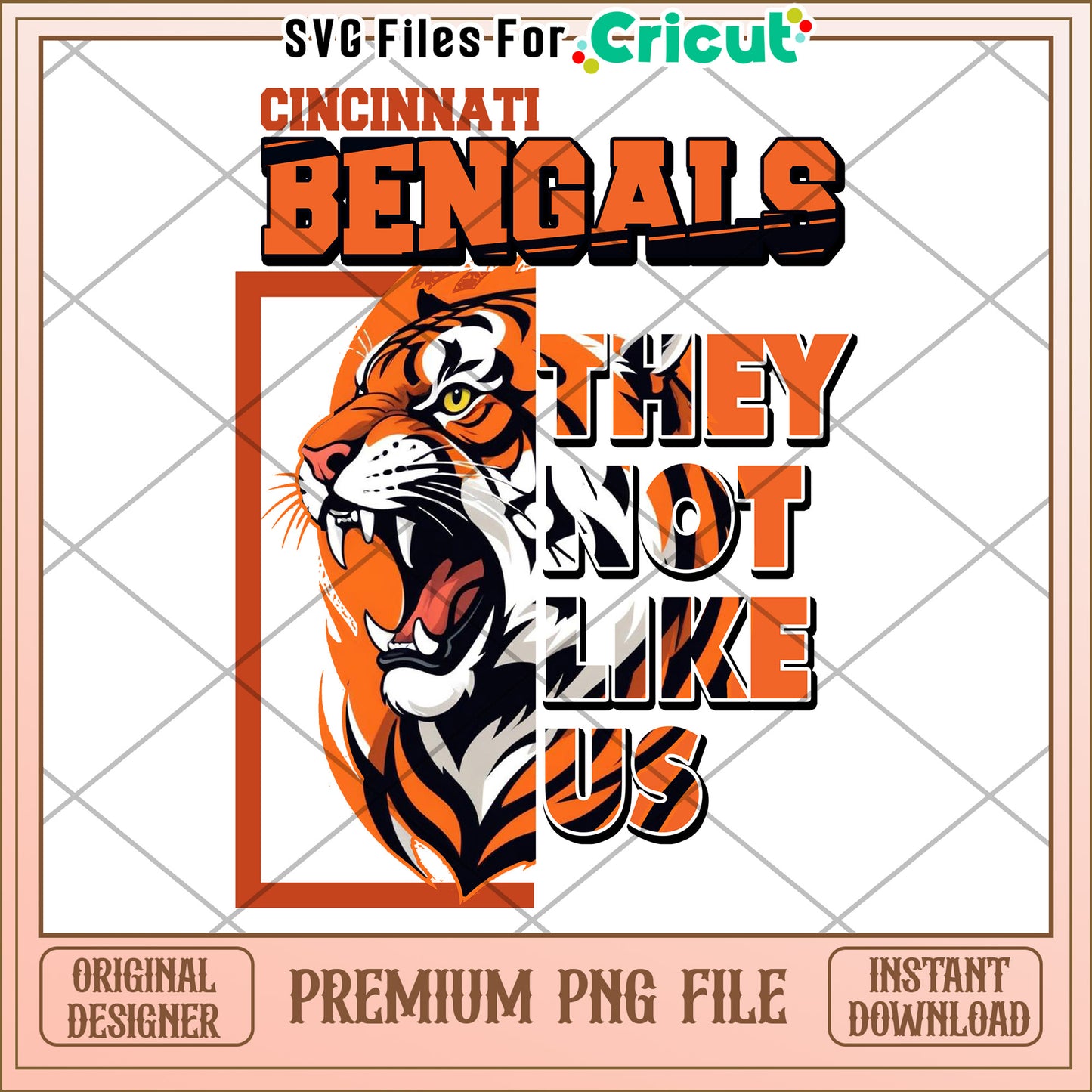 Cincinnati Bengals PNG Design, Fierce Tiger Graphic for Cricut