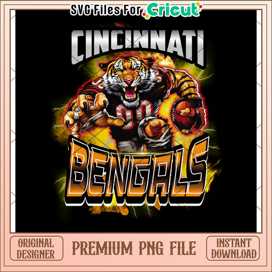 Cincinnati Bengals PNG design for sports fans, instant download file